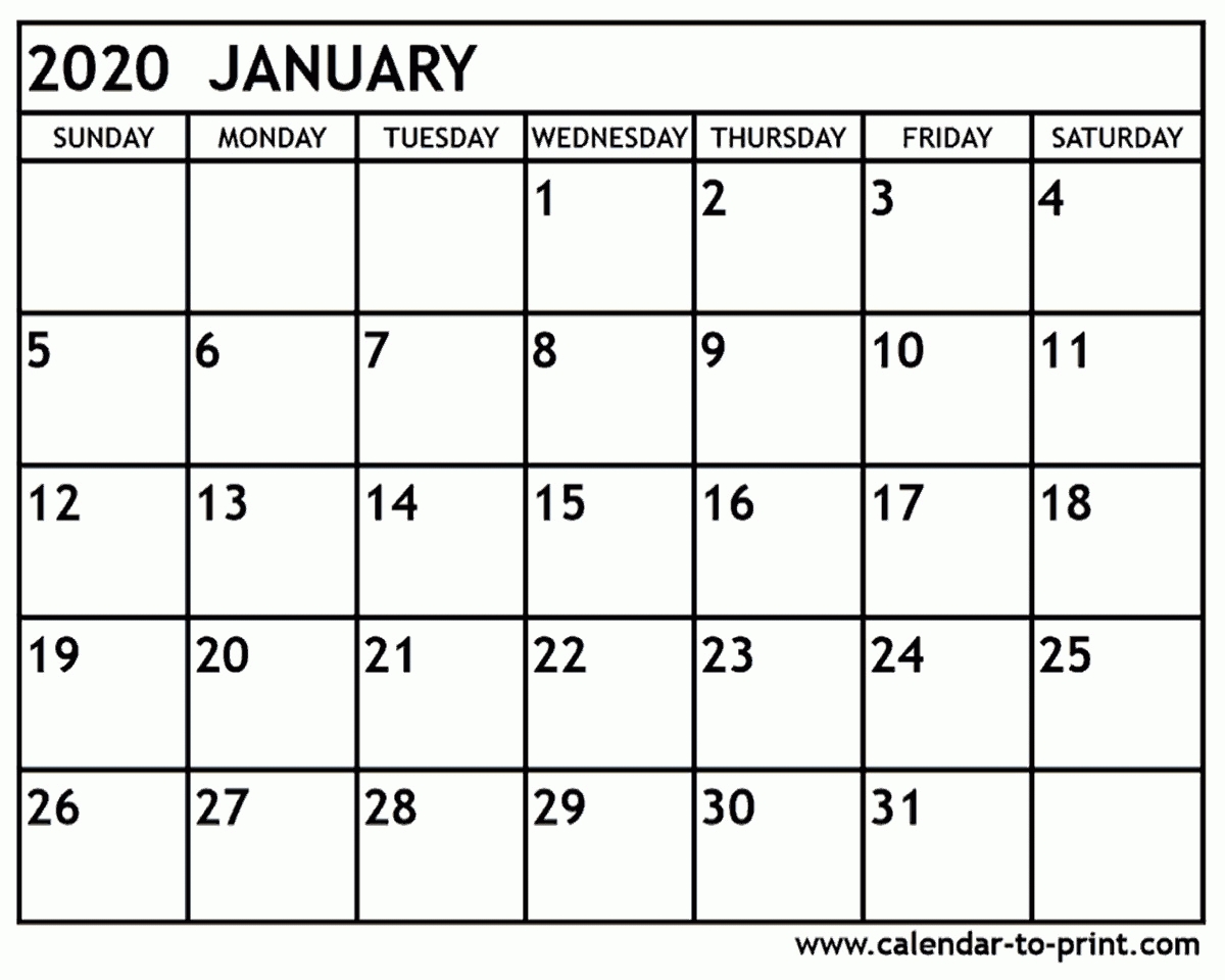 January 2020 Calendar | Jcreview-January 2020 Calendar Canada Printable