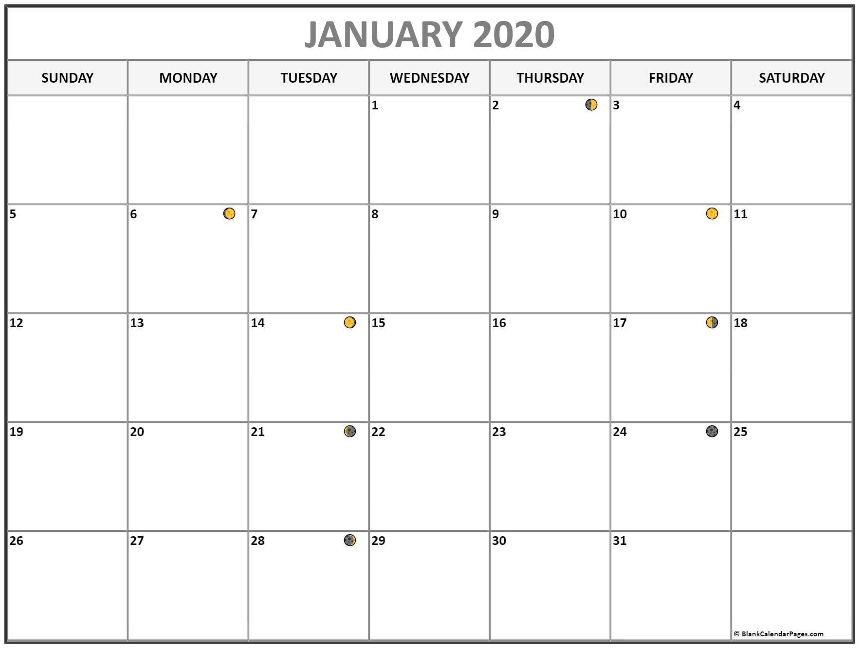 January 2020 Lunar Calendar | Moon Phase Calendar-January 2020 Calendar Full Moon