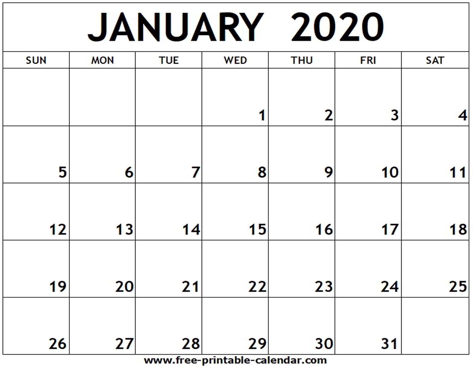 January 2020 Printable Calendar - Free-Printable-Calendar-January 2020 Us Calendar