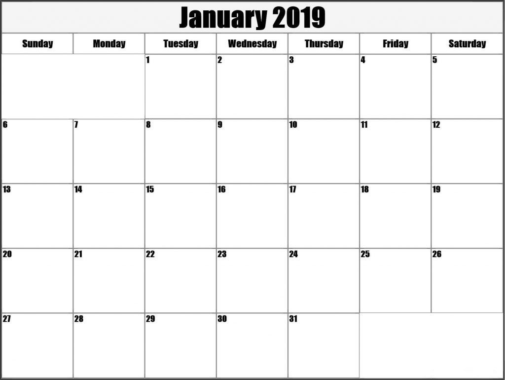 January Blank Calendar 2019 Printable Template Free April-Blank Month Caledar Uk