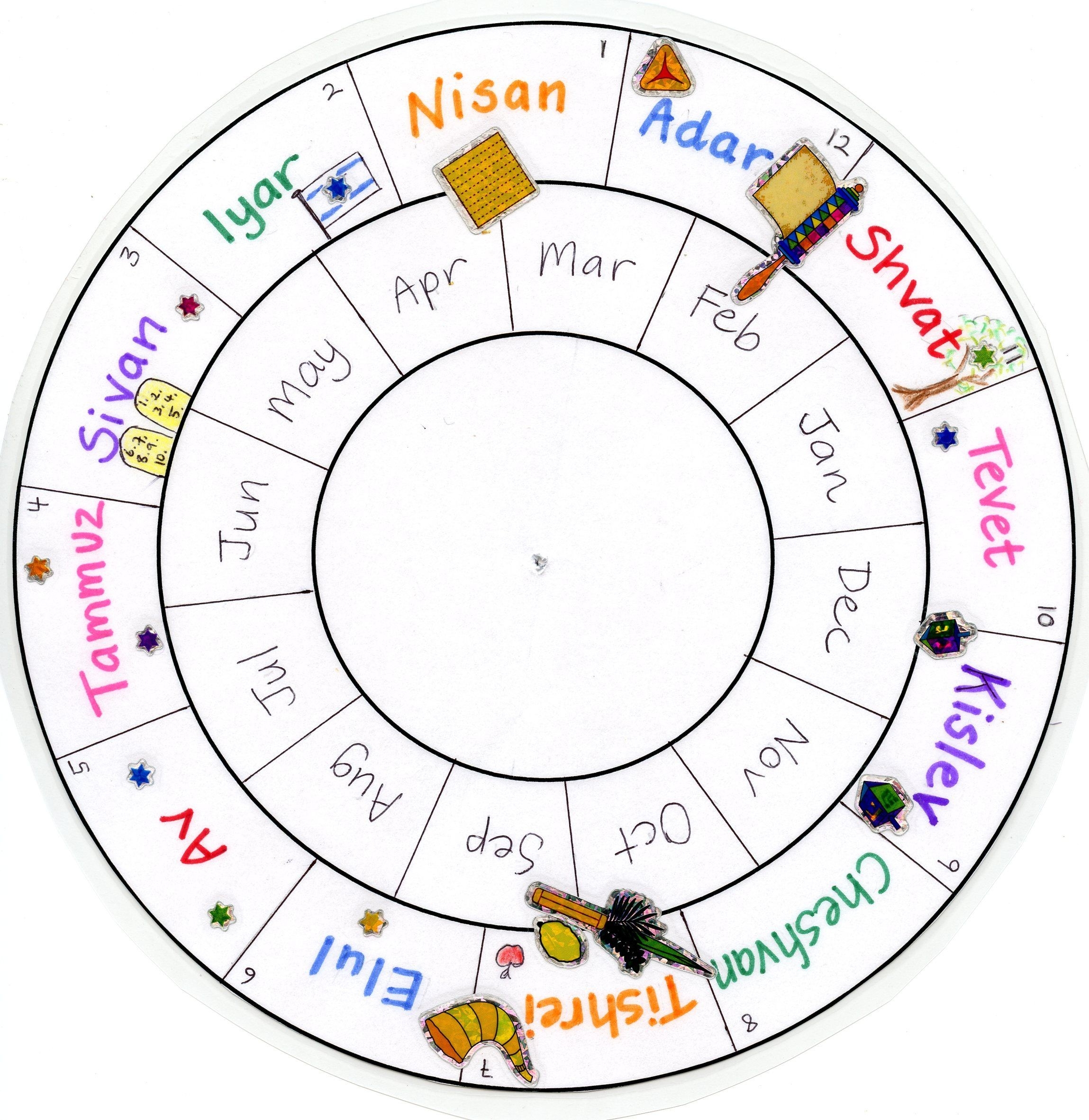 Jewish Months Calendar | Kindergarten | Hebrew School-Gregorian Calendar With Jewish Holidays