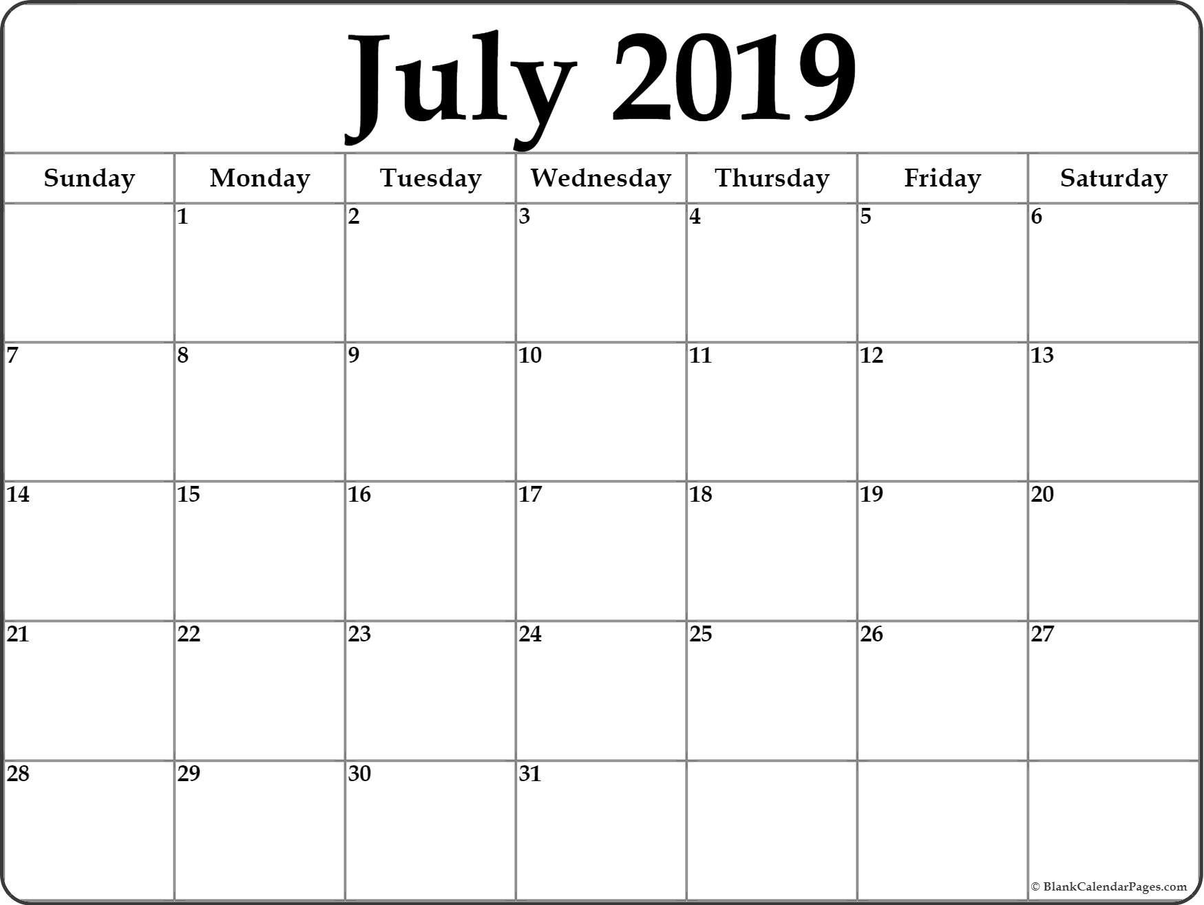 July 2019 Calendar | Free Printable Monthly Calendars-Printable Monthly At A Glance Calendar