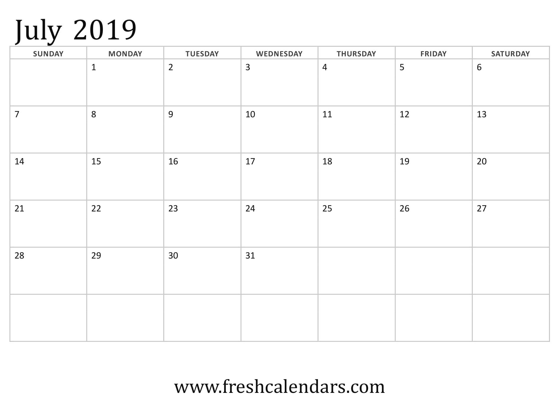 July 2019 Calendar Printable - Fresh Calendars-Calendar Monday To Sunday Monthly