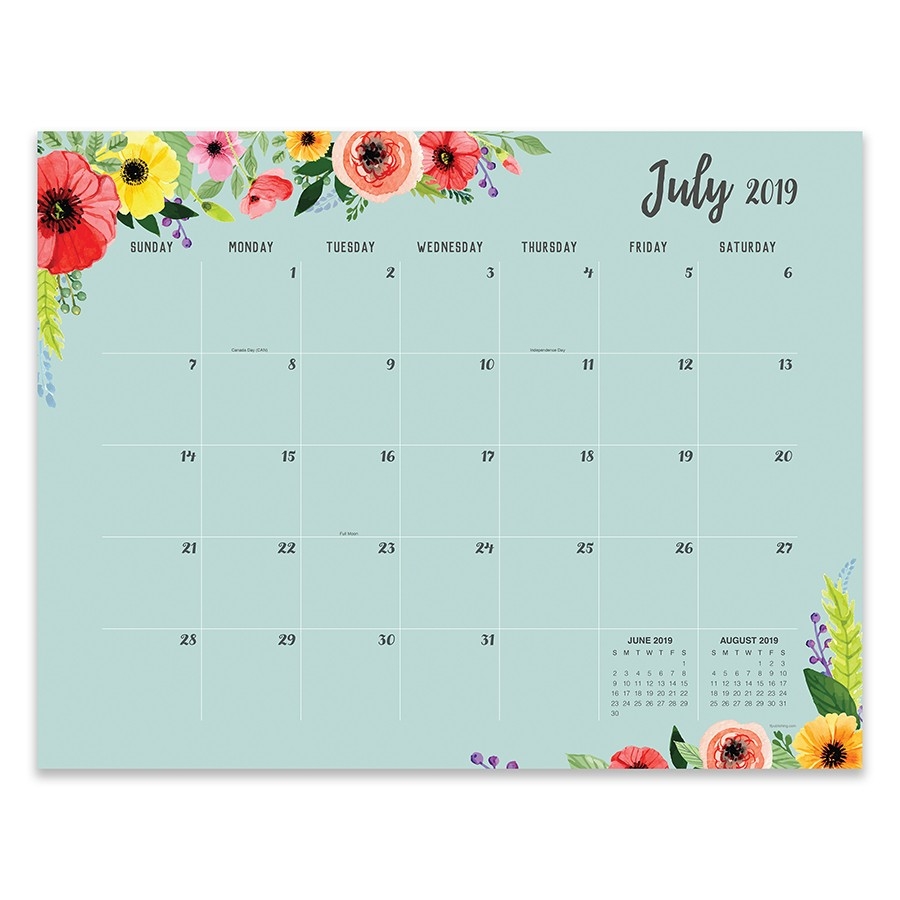 July 2019 - June 2020 Academic Classic Floral Large Desk Pad Monthly  Calendar, 22X17 Desk Blotter-Monthly Calendar With Time Slots 2020