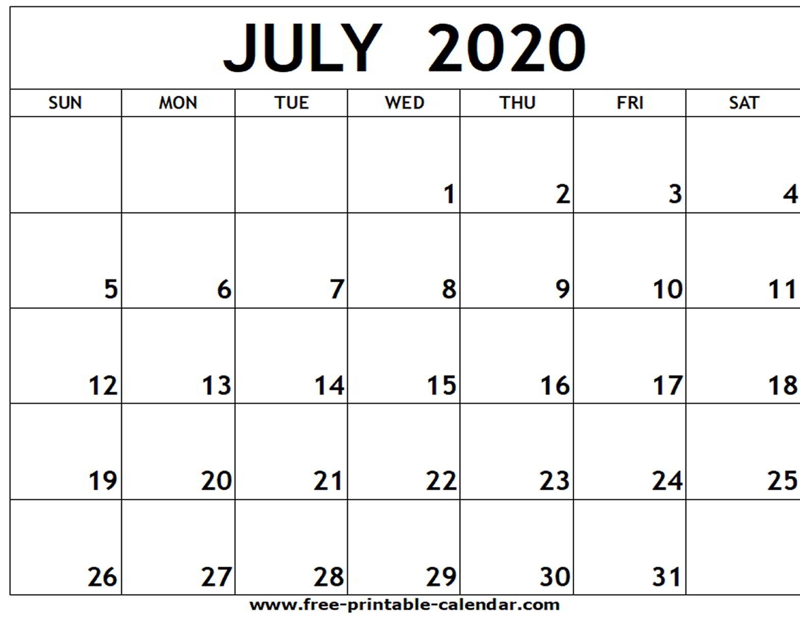 July 2020 Printable Calendar - Free-Printable-Calendar-Monthly Calendar Of June And July 2020