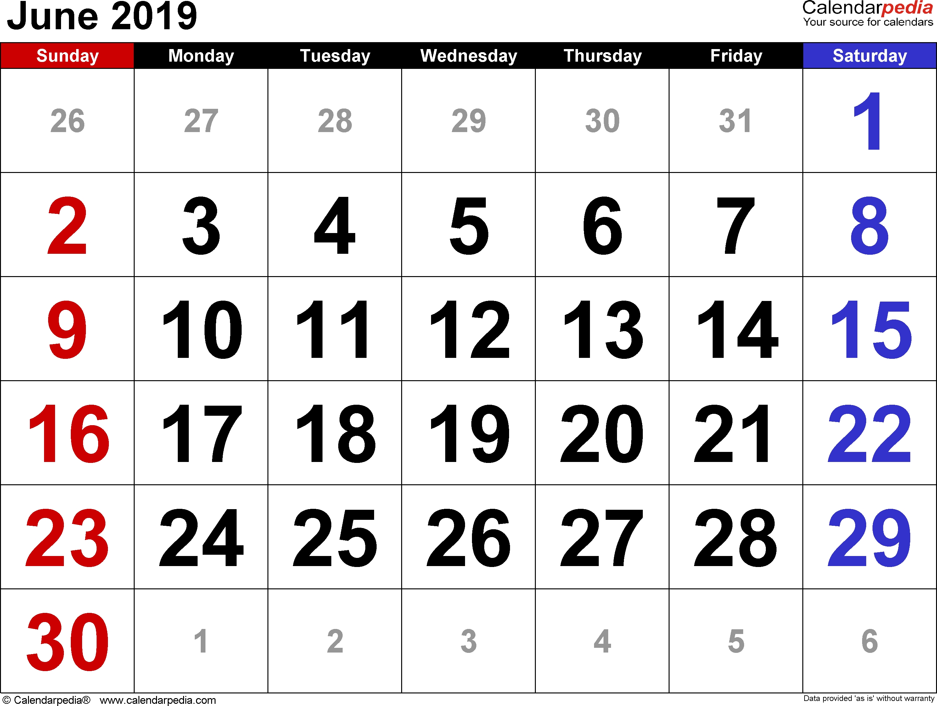 June 2019 Calendars For Word, Excel &amp; Pdf-Fill In The Blank July 2919 Calendar