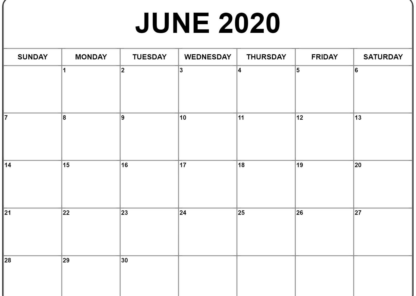 June 2020 Calendar Pdf, Word, Excel Template-Calendar Word 2020 Microsoft Word Monthly