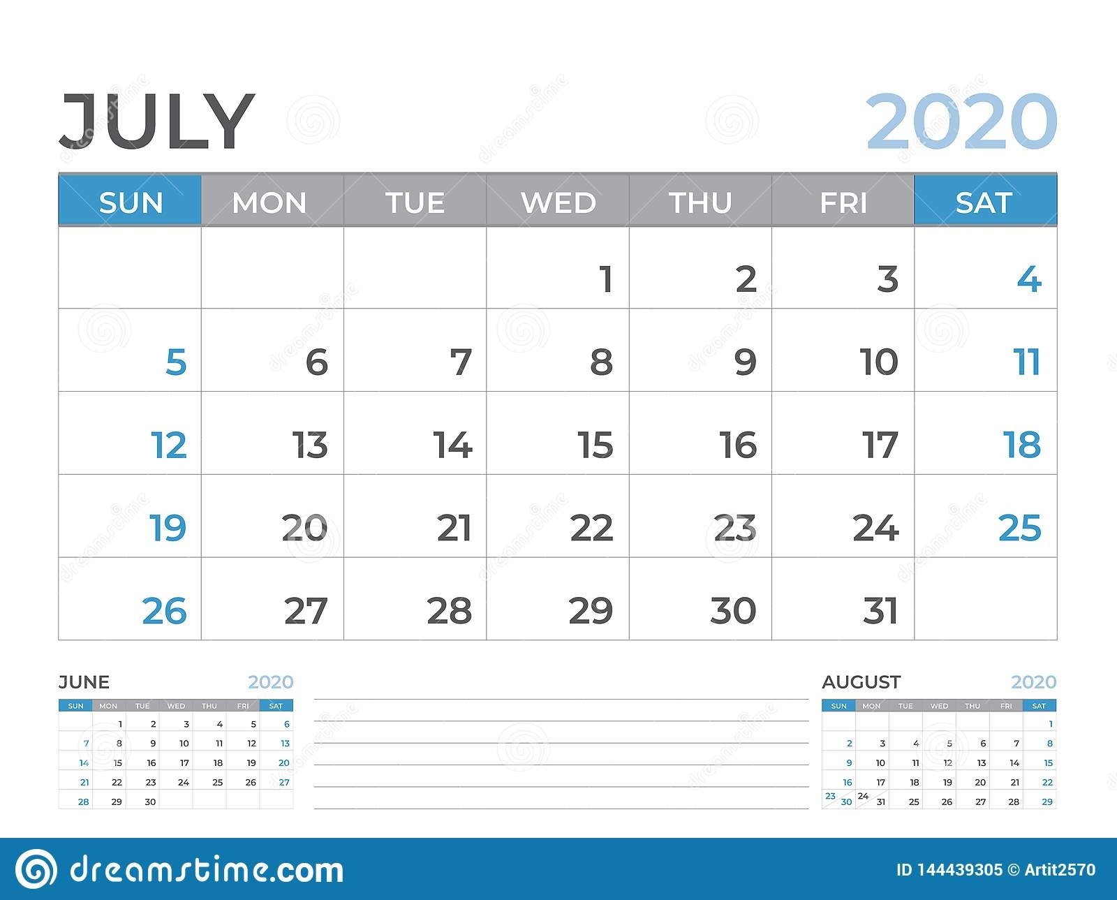 June 2020 Calendar Template, Desk Calendar Layout Size 8 X 6-2020 Calendar Templates Monday - Sunday