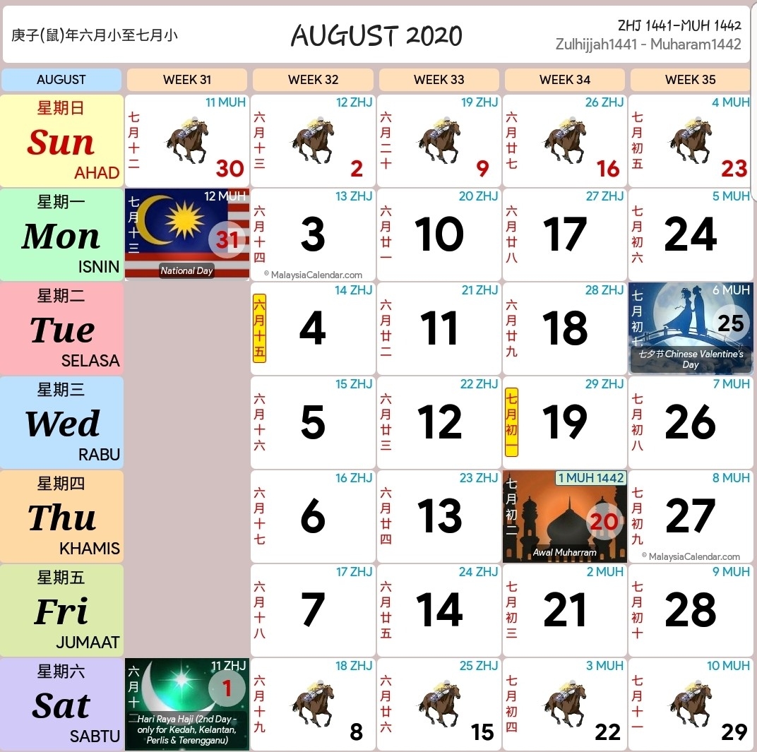 Kalendar 2020 Dan Cuti Sekolah 2020 - Rancang Percutian Anda-January 2020 Calendar Kuda
