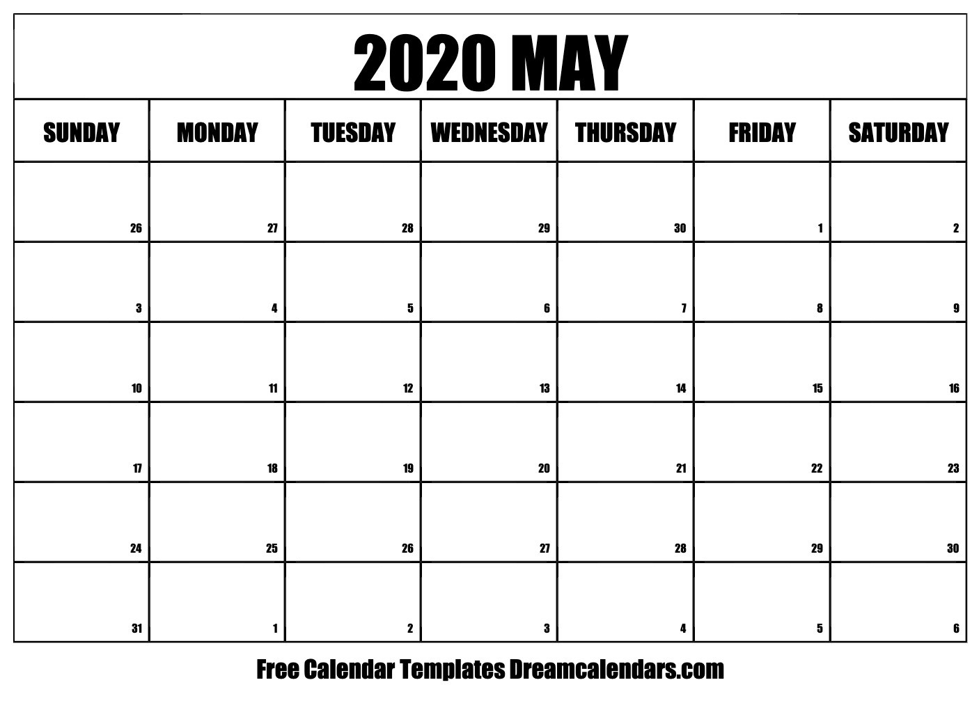 Ko-Fi - Printable May 2020 Calendar - Ko-Fi ❤️ Where-2020 Calendar Templates Monday - Sunday