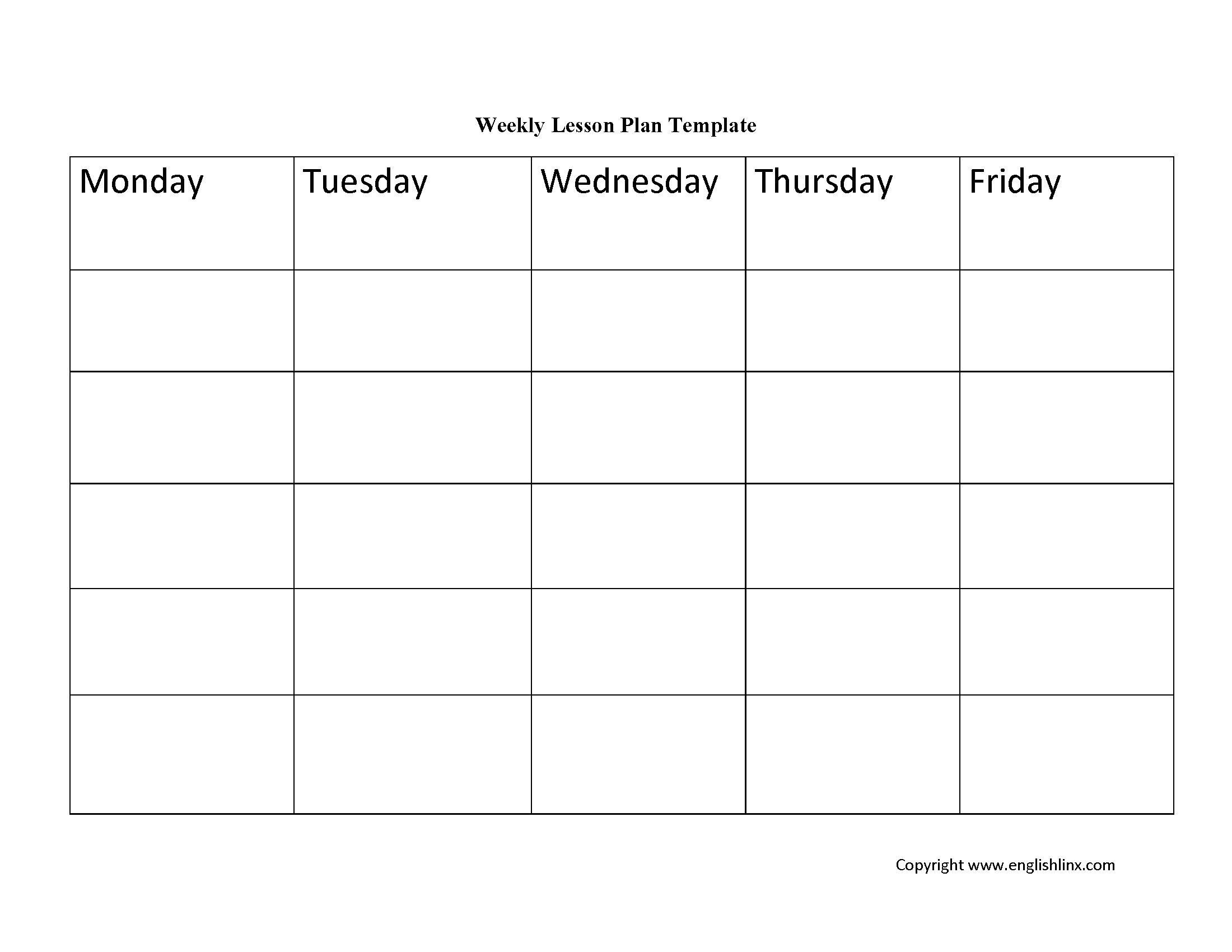 Lesson Plan Template | Weekly Lesson Plan Template-Weekly Lesson Plan Blank Template