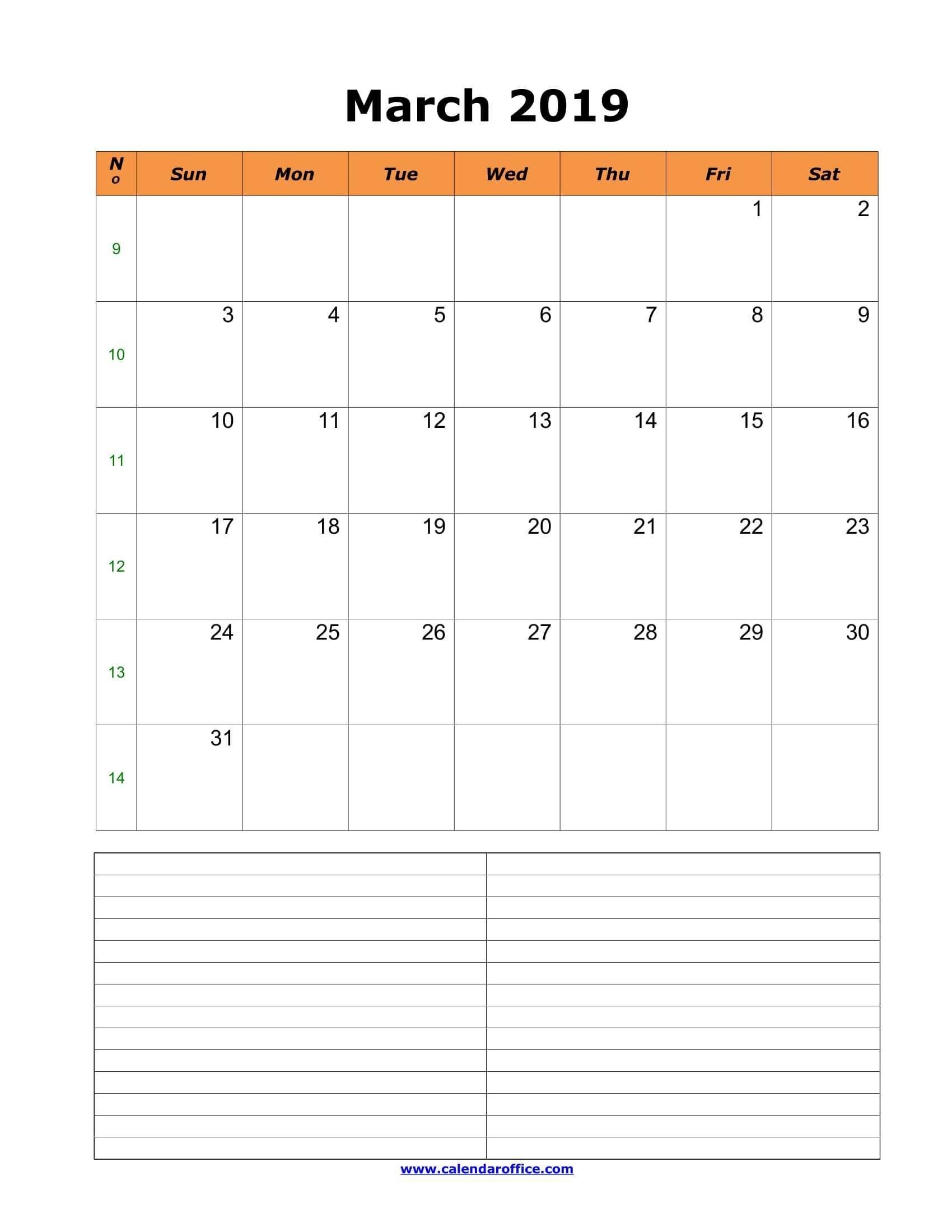 March 2019 Calendar A4 Size | Printable Monthly Calendar-8.5 By 11 Blank Calendar Month