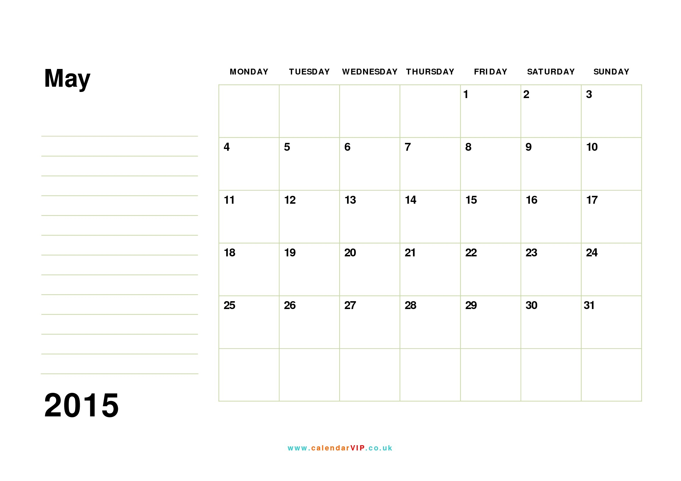 May 2015 Calendar - Free Monthly Calendar Templates For Uk-Uk Monthly Calendar Template