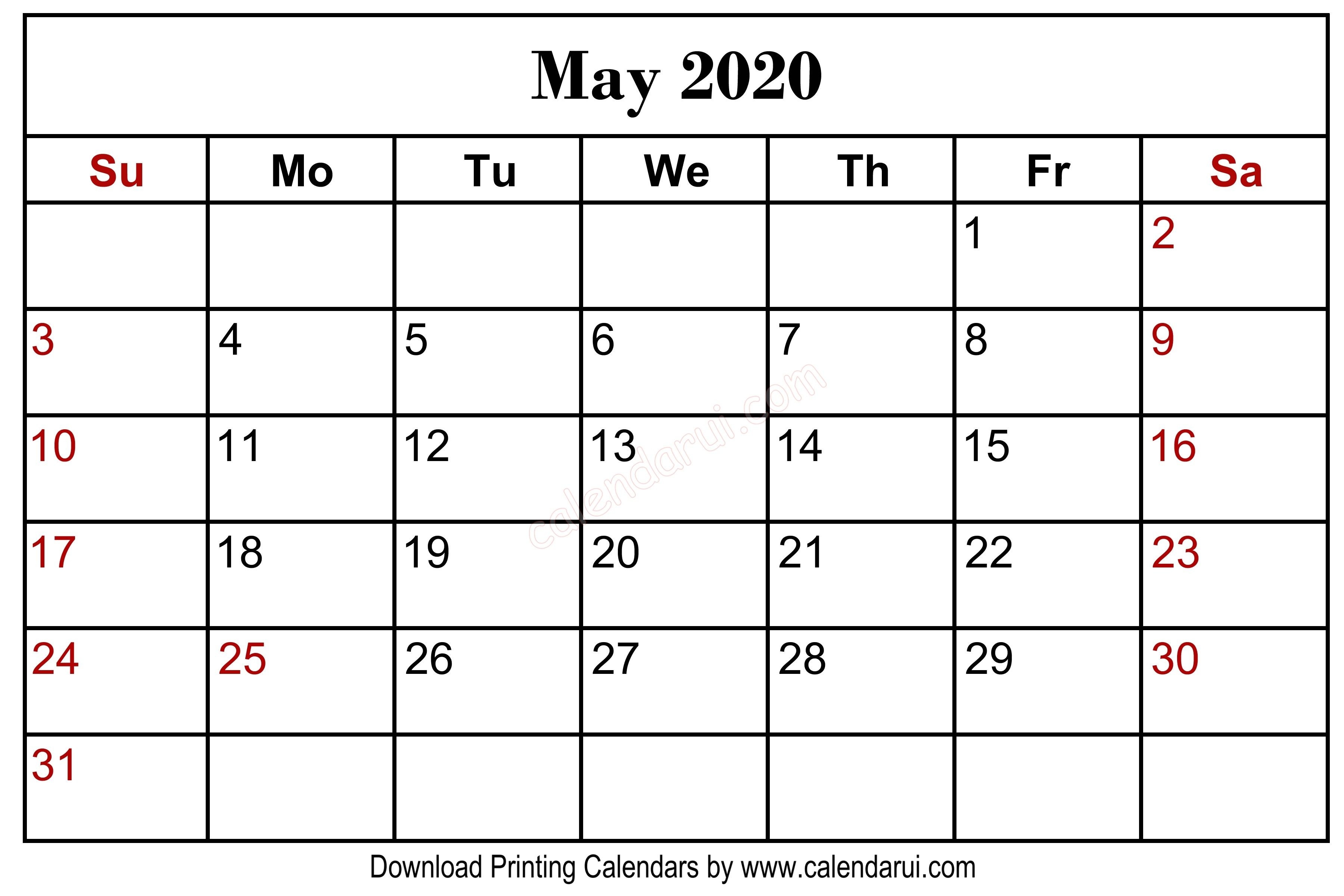 May 2020 Blank Calendar Printable Free Download Centre-January 2020 Calendar Kalnirnay