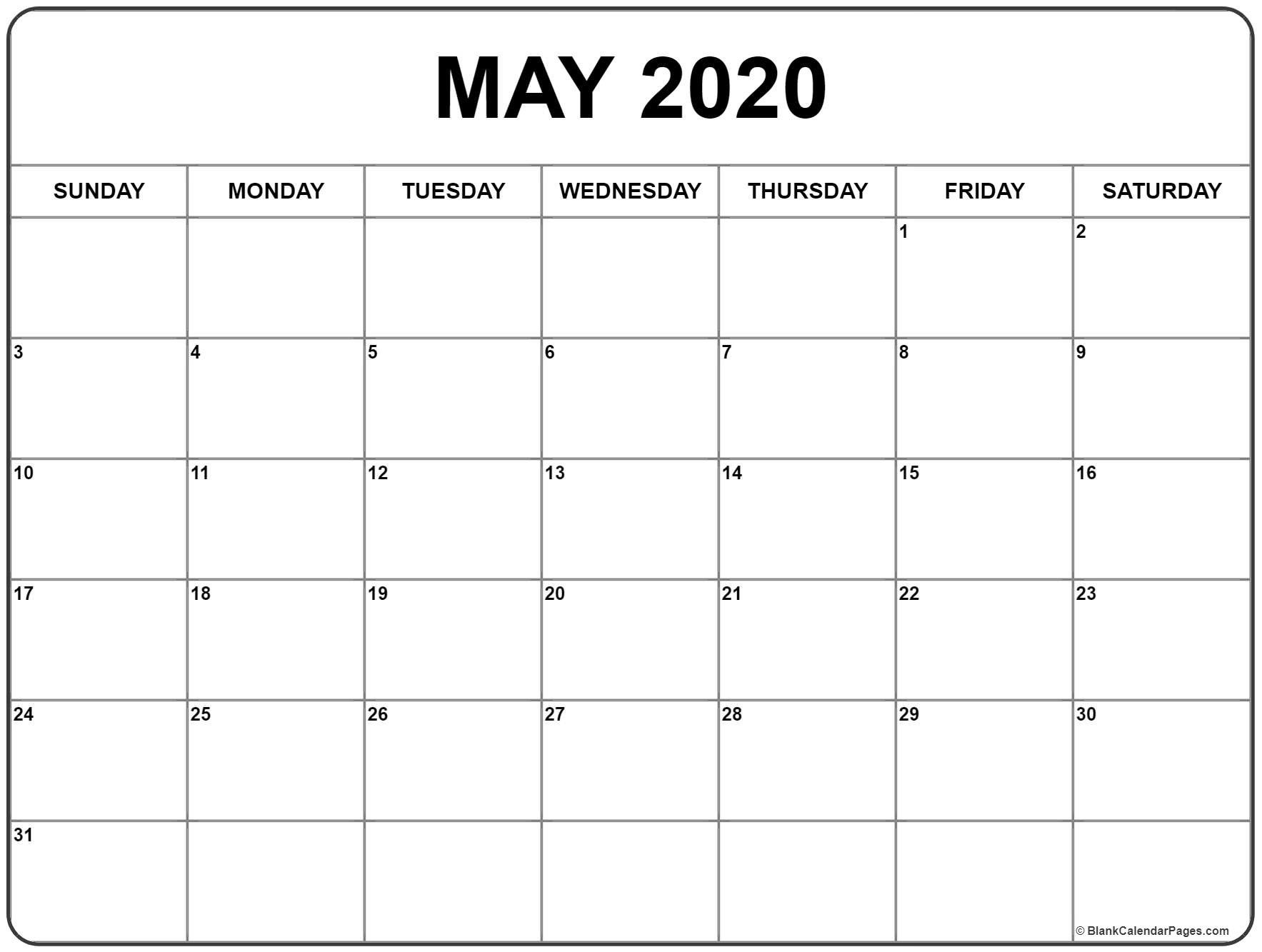 May 2020 Calendar 56 Templates Of 2020 Printable Calendars-Monday To Sunday May 2020 Template