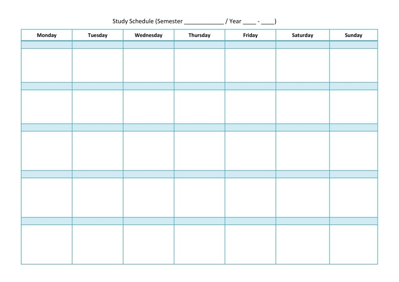 Studying Monthly Calendar Template | Calendar Template Printable