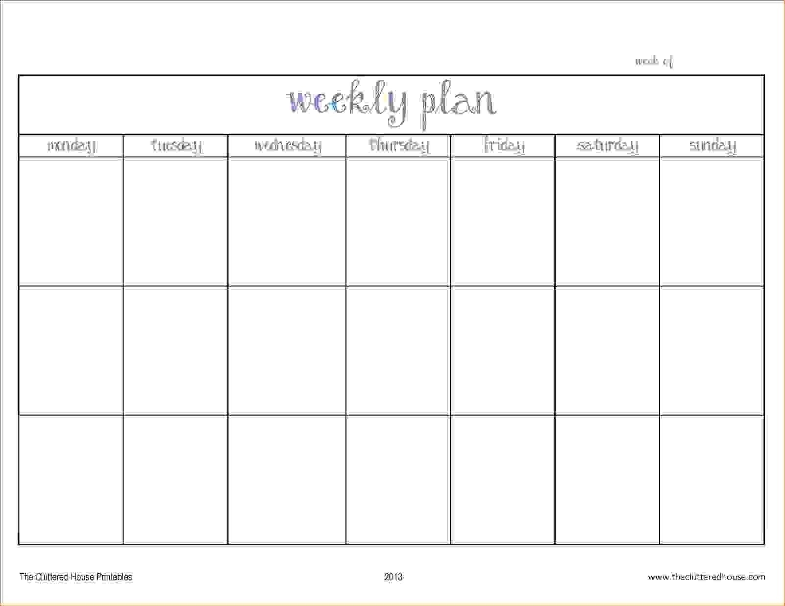 Monday – Friday Planner Template | Calendar Printing Example-Monday To Friday Blank Calendar