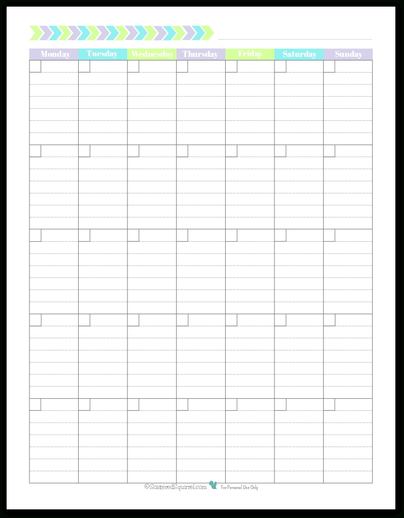 Printable Monthly Calendar Monday Start