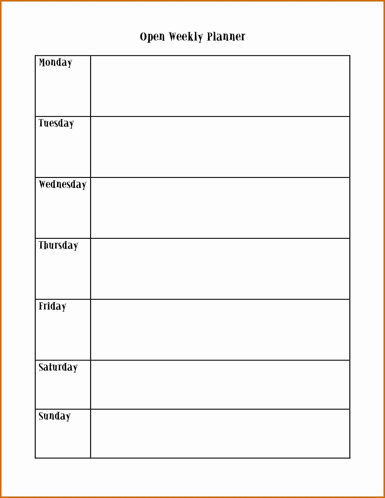 Monday To Friday Schedule Template | Wesleykimlerstudio-Monday Friday Calendar Template