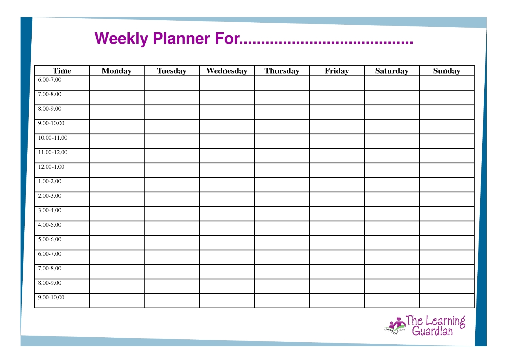 Monday To Friday Timetable Template | Calendar Printing Example-Monday - Friday Timetable Template