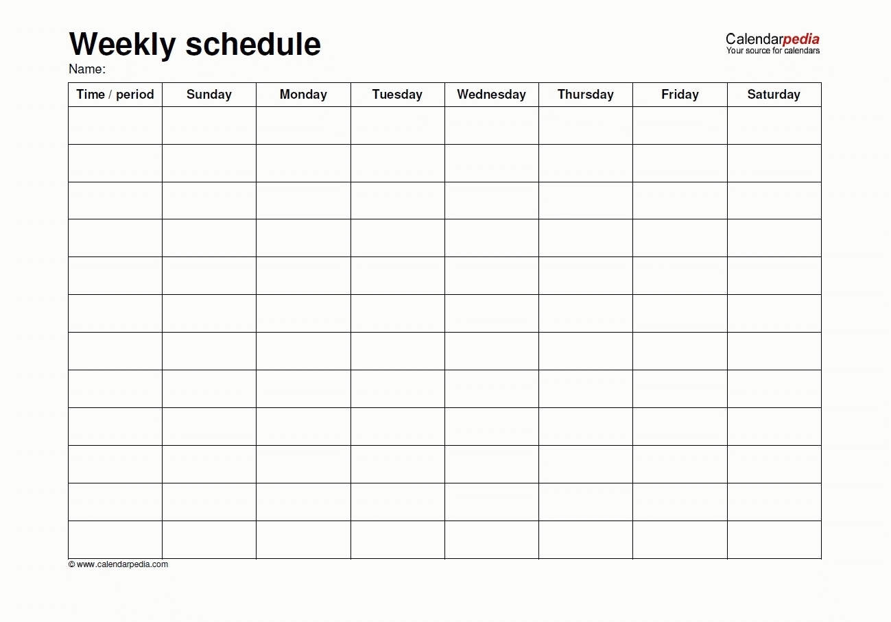 Monday To Sunday Calendar Schedule Template Weekly Through-Monday Thru Friday Schedule Template