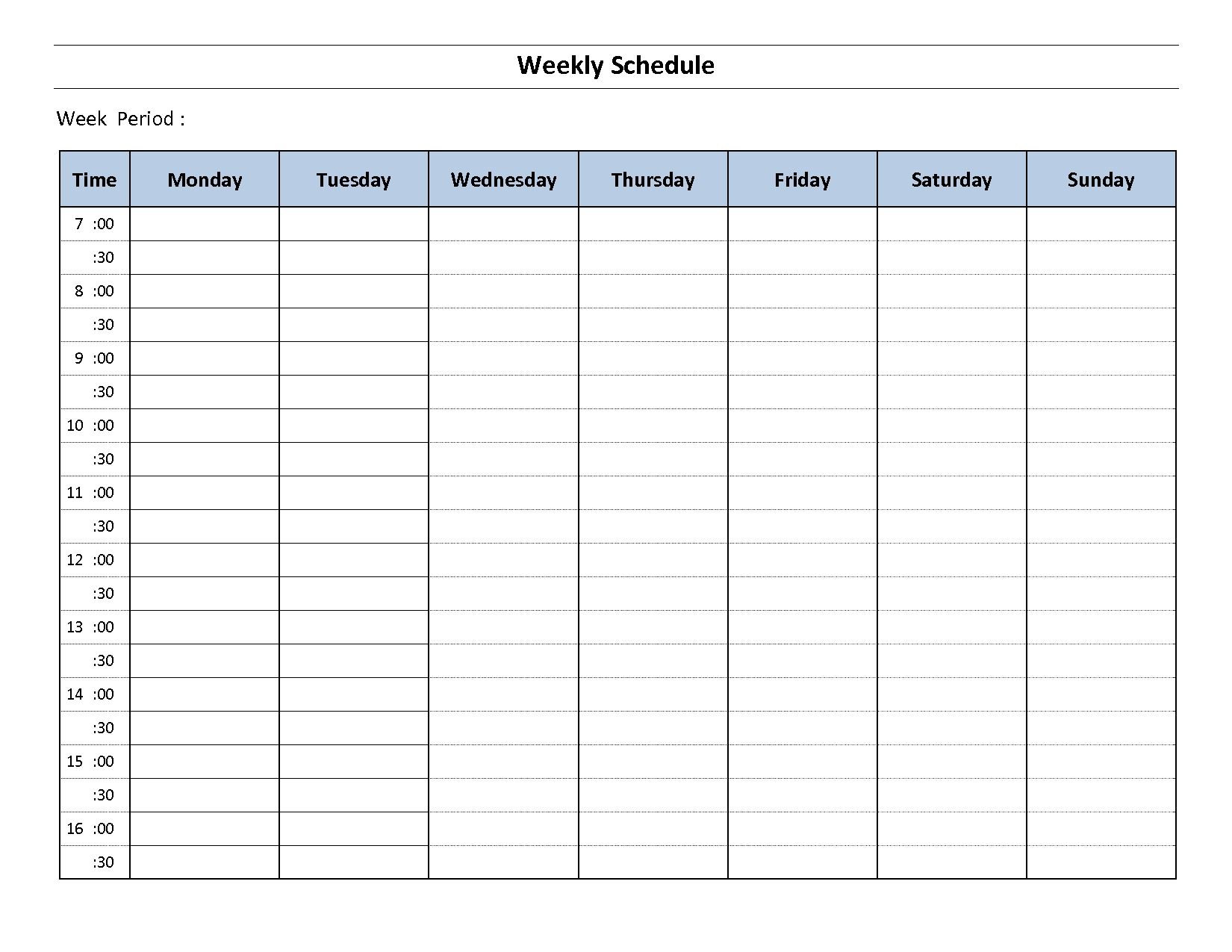 Monday To Sunday Schedule Template. Hourly Schedule Template-Monday To Friday 2 Week Calendar Template