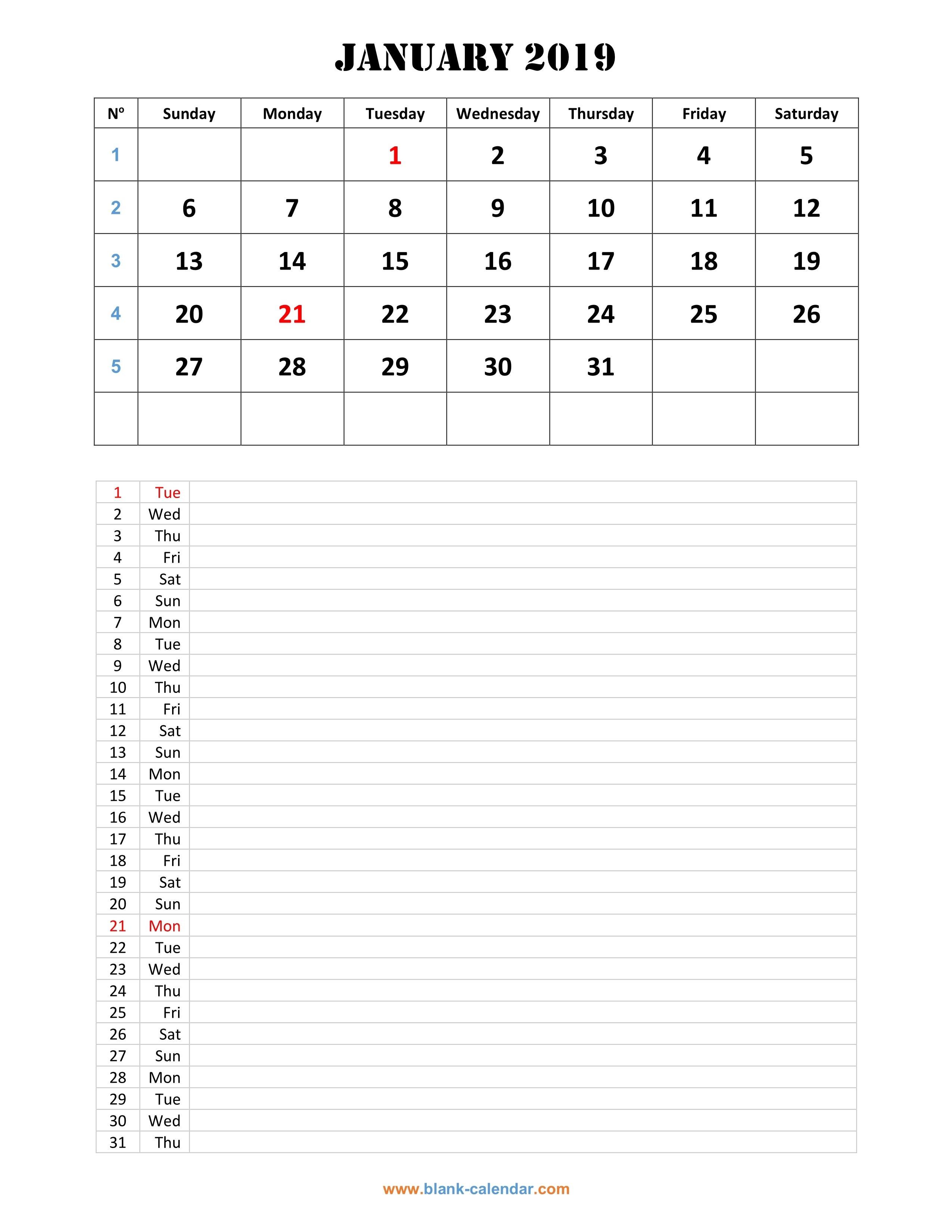 Monthly Calendar 2019 | Free Download, Editable And Printable-Monthly Calendar That Can Be Edited