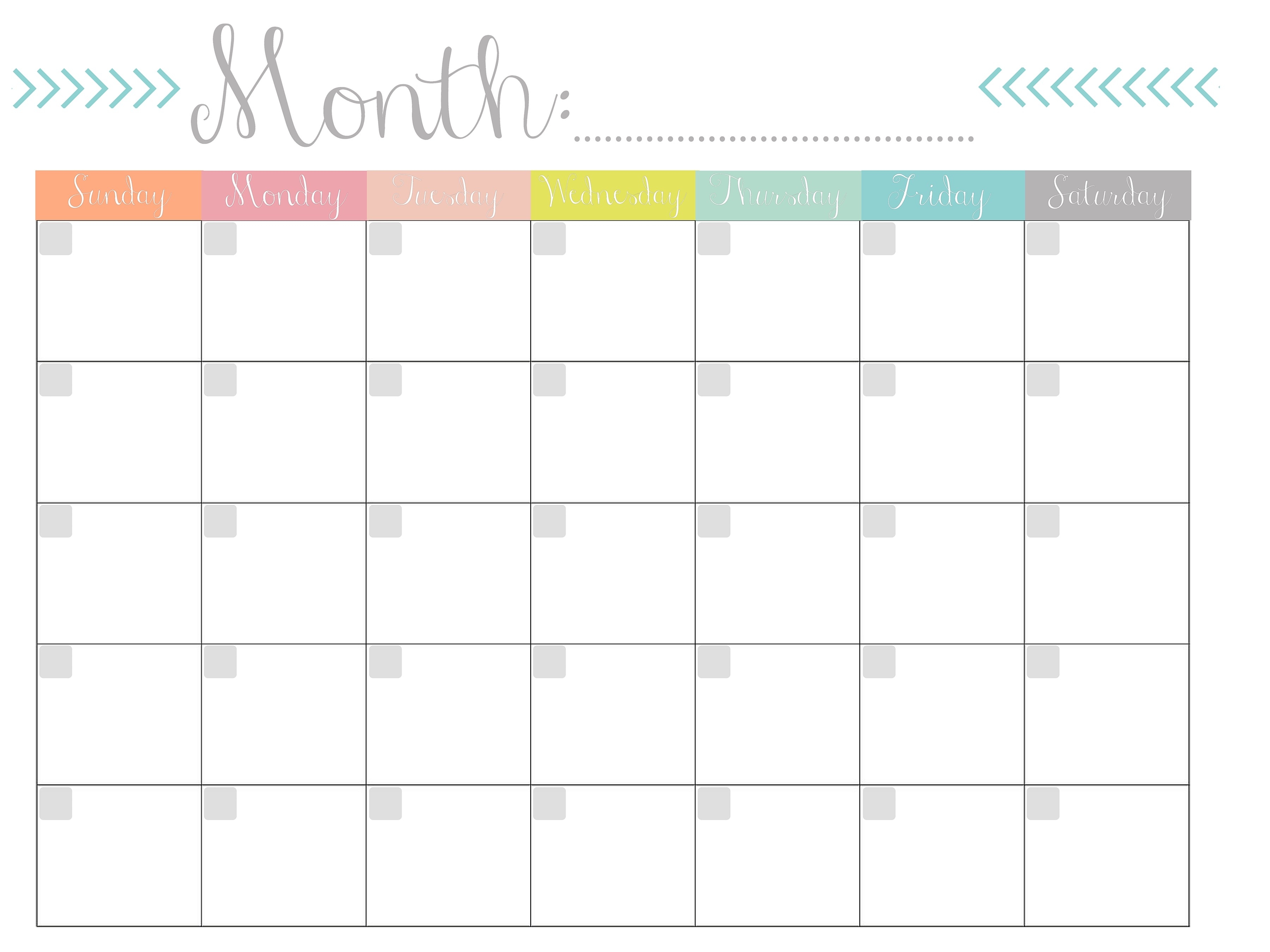 Monthly Calendar {Free Printable}-Free Pretty Calendar Templates