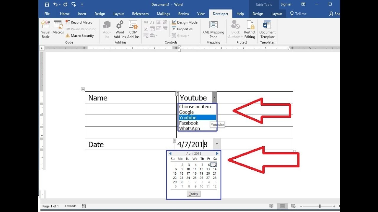 Ms Word: How To Create Drop Down List Of Date Calendar &amp; Name-Microsoft Word Can You Insert Calendar Template
