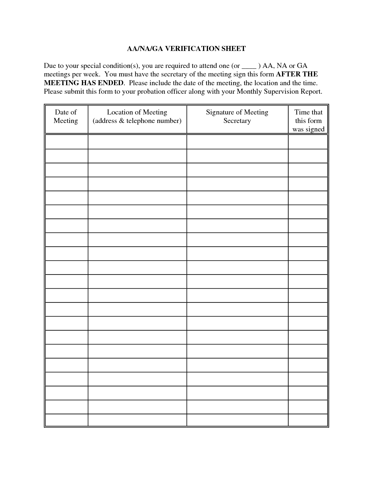 Na Sign Sheet | Sample Mettings Sign In Template | Projects-Monthly Sign Up Sheet Templates