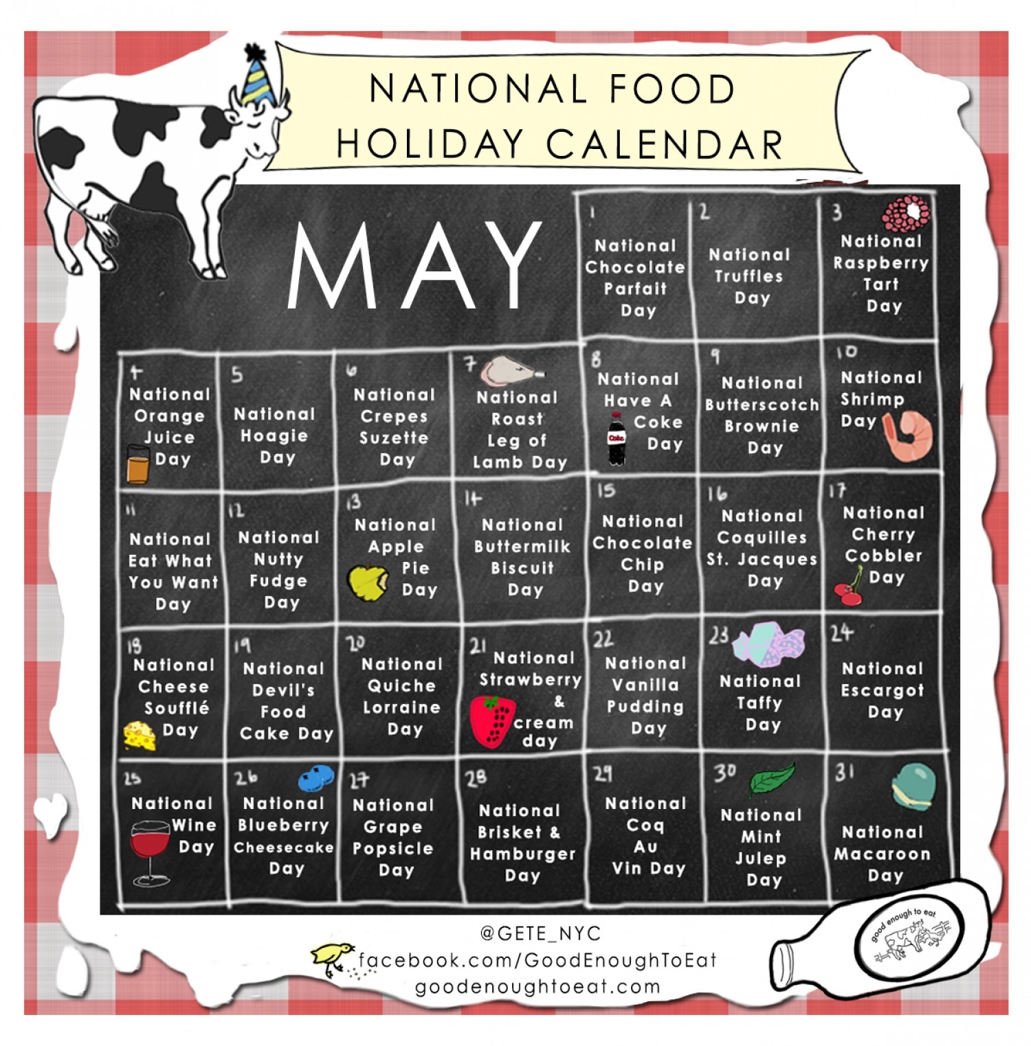 Calendar Of National Food Holidays Calendar Template Printable