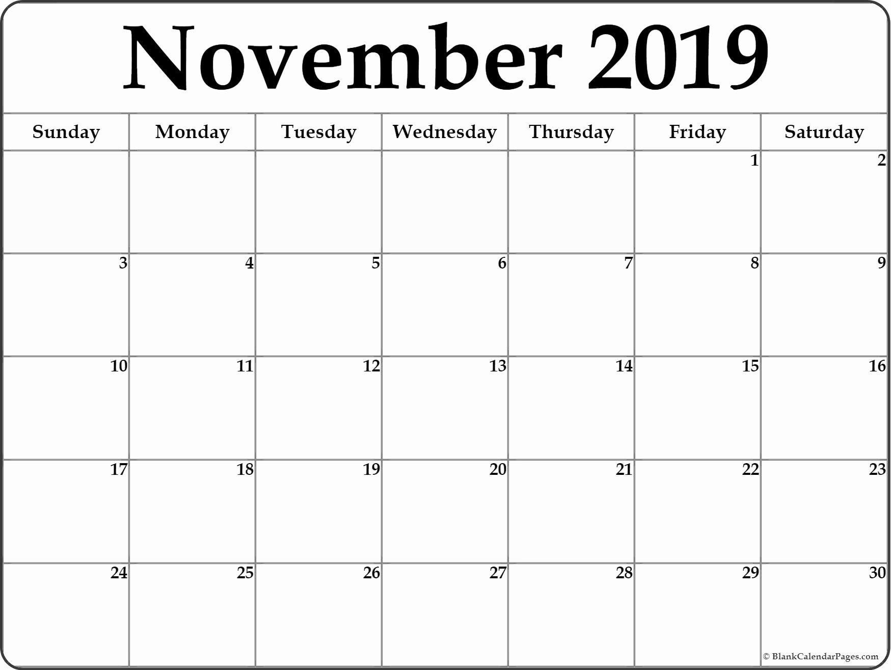 New 30 Design Printable Calendar November 2019 Monday Start-Calendar Template Monday Start