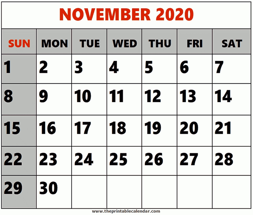 November 2020 Printable Calendars-2020 August September Octobercalendar Monthly