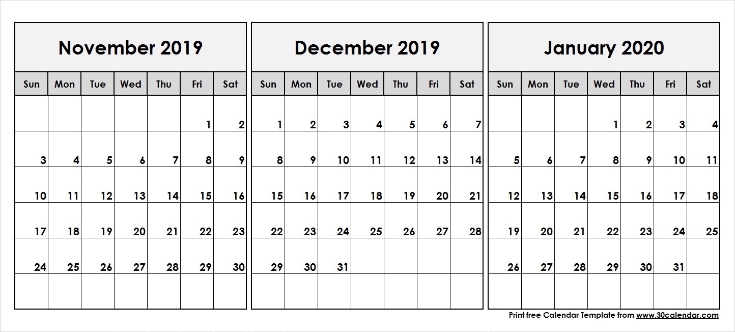 November-December-2019-January-2020-Printable-Calendar - 30-December January 2020 Calendar