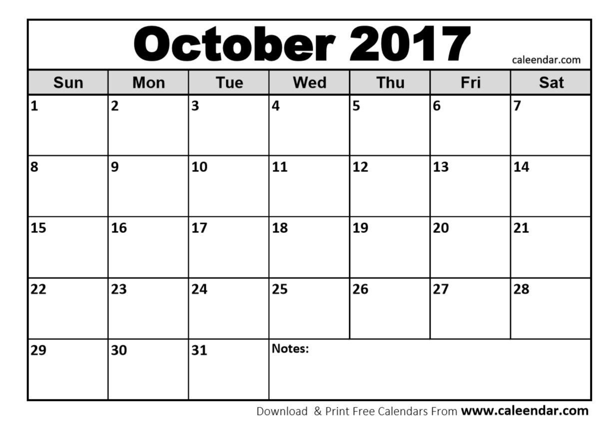 October 2017 Calendar | Arts And Crafts | October Calendar-Lotus Notes Print Blank Calendars