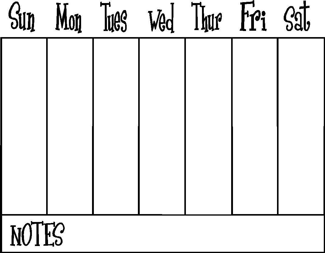 Perky Blank Calendar 1 Week • Printable Blank Calendar Template-1 Week Blank Calendar Printable
