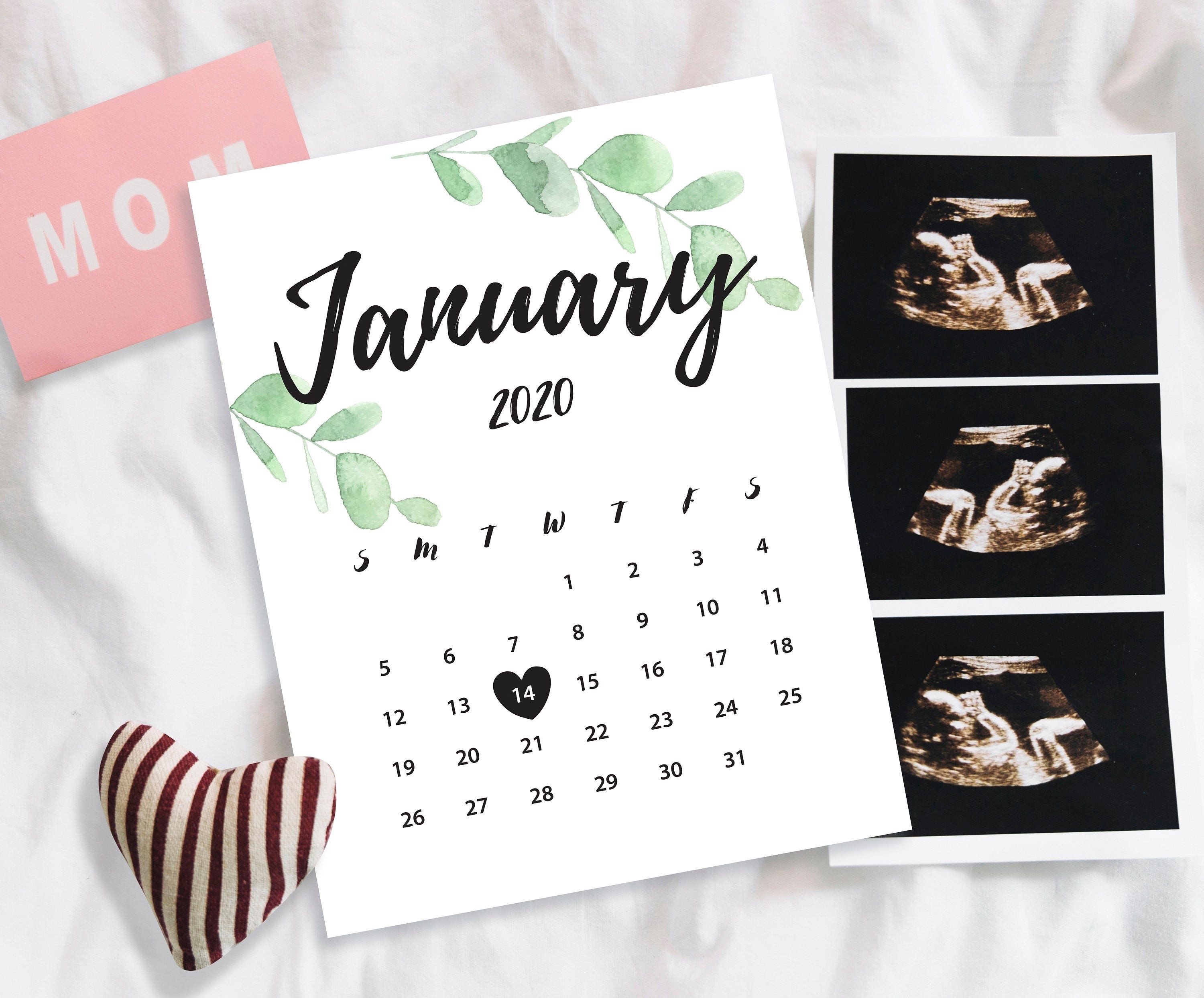 Personalized January 2020 Pregnancy Announcement, Baby Due Date Calendar,  Social Mediа, Expecting In 2020, Birthday Printable Calendar-January 2020 Calendar Baby Announcement