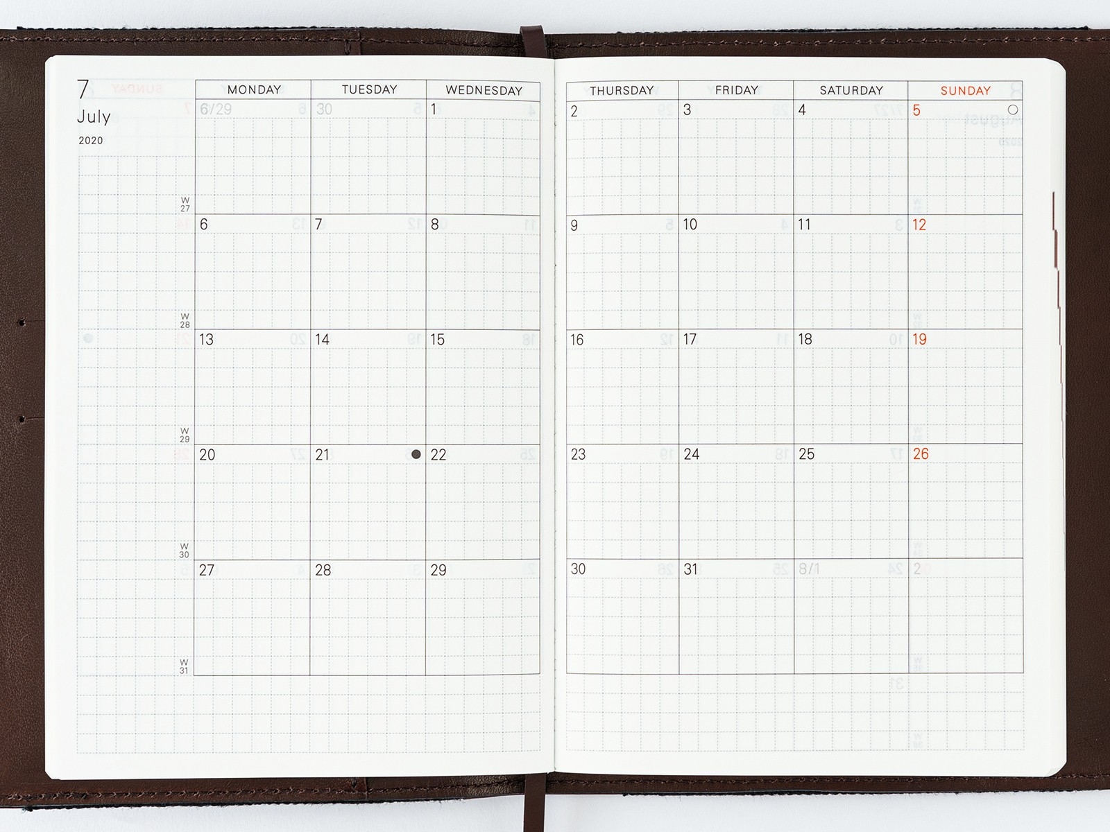 Planner / Monthly Calendar - Book Buying Guide - Hobonichi-Monthly Calendar With Time Slots 2020