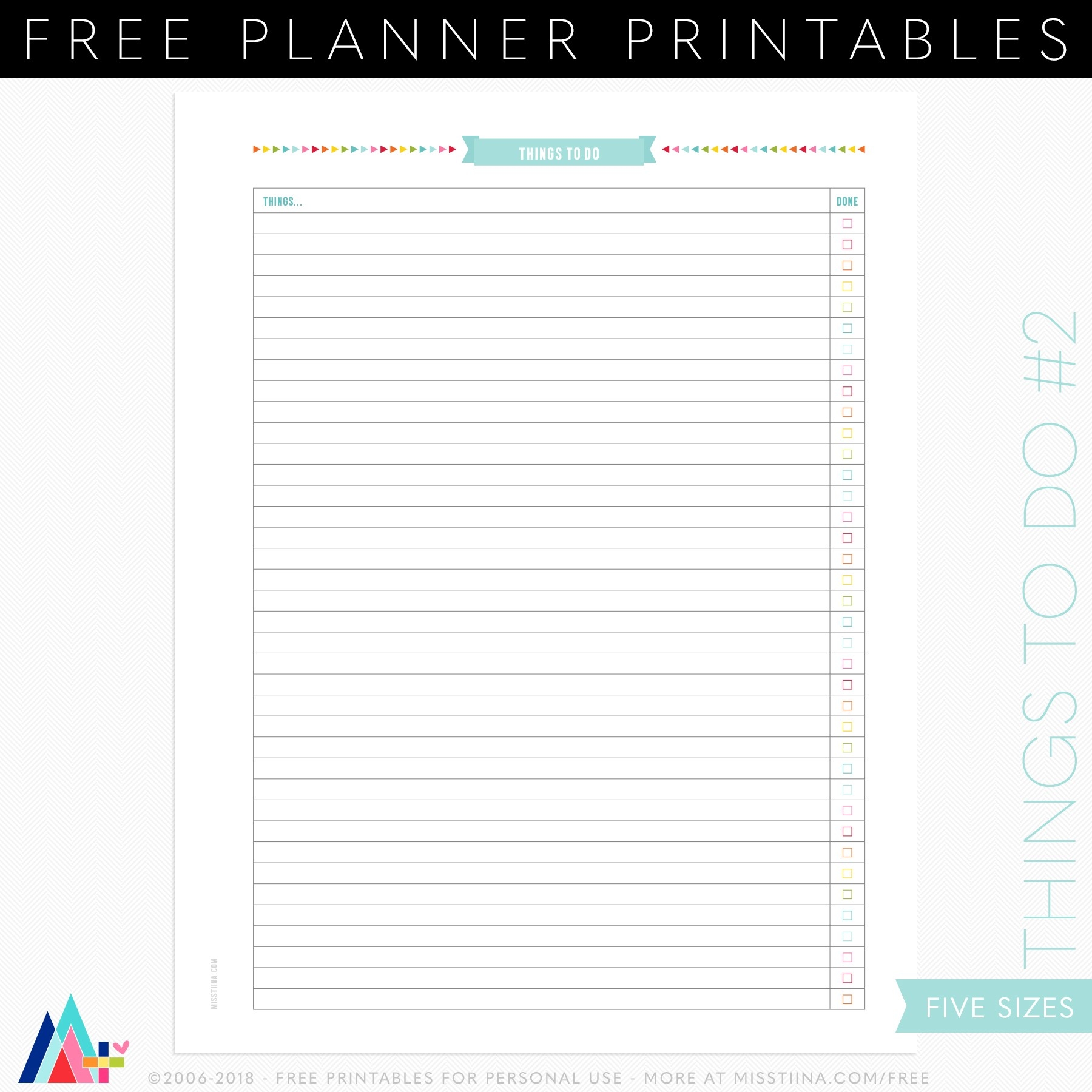 Planner Printables | Misstiina-5X8 Calendar Free Template