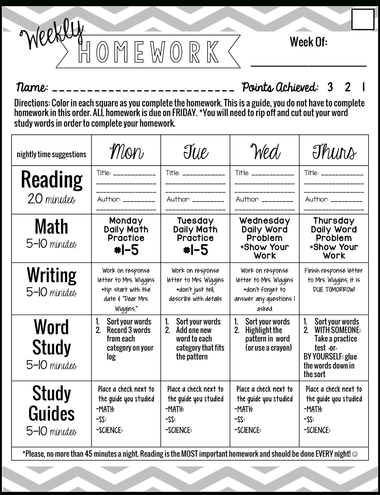 Pre-K Monthly Homework Calendar • Printable Blank Calendar-Monthly Homework Calendar For Pre-K