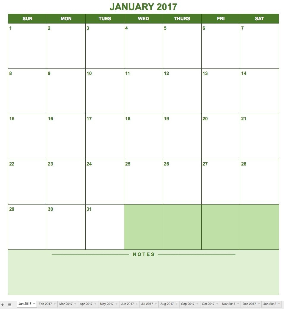 Print Blank Calendar Google-Google Sheets Calendar Templates