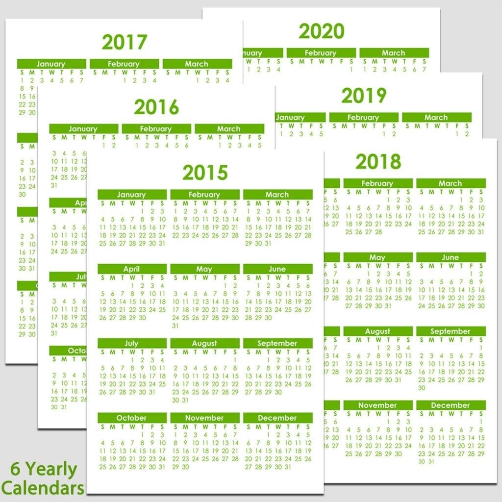 Printable 2015 To 2020 Yearly Calendar – 8 1/2″ X 11″. The-2020 Printable Monthly Calendar 8 X 11
