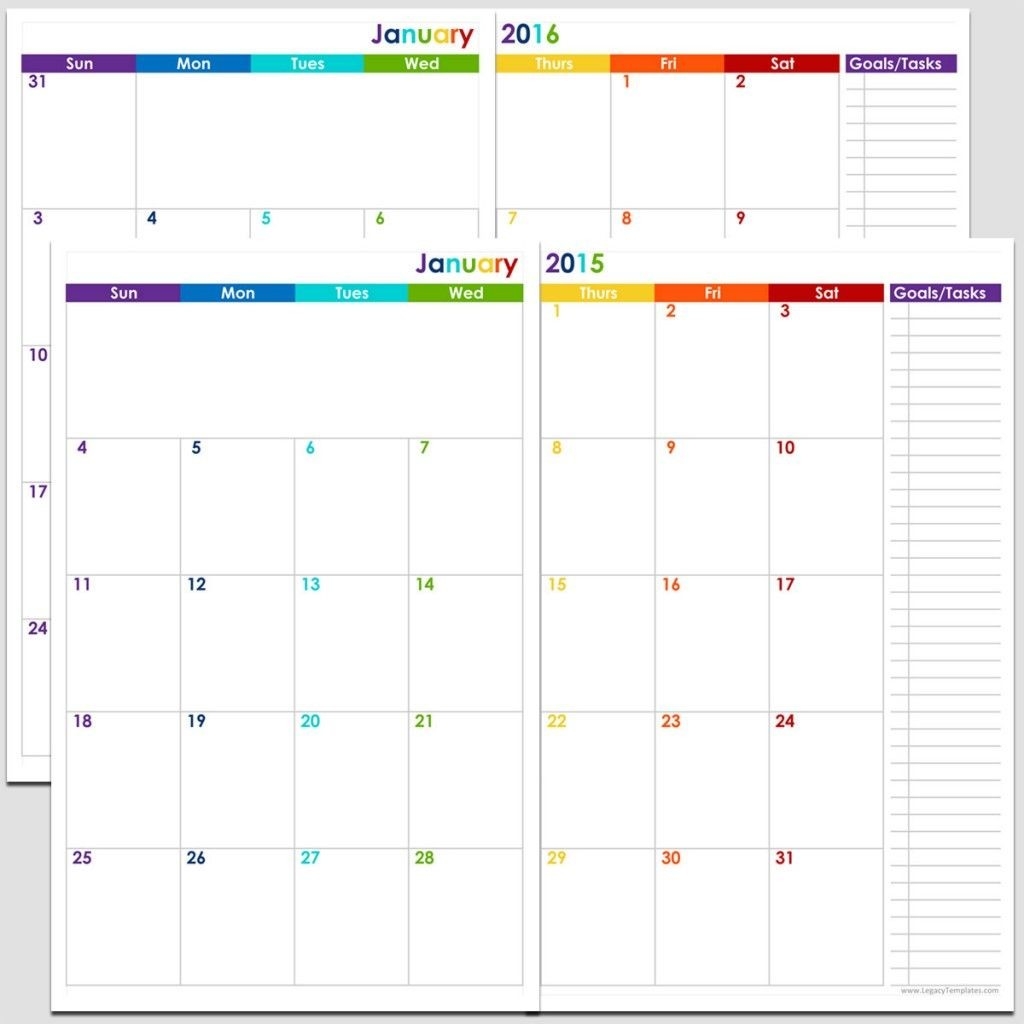 Printable 24-Month 2 Page Calendar – 2015 &amp; 2016 – 5 1/2″ X-2 Page Printable Blank Calendar Free