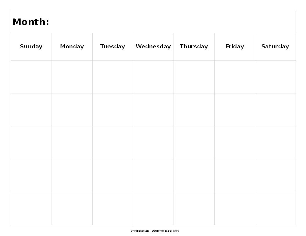 5 Day Week Calendar Templates Calendar Template Printable