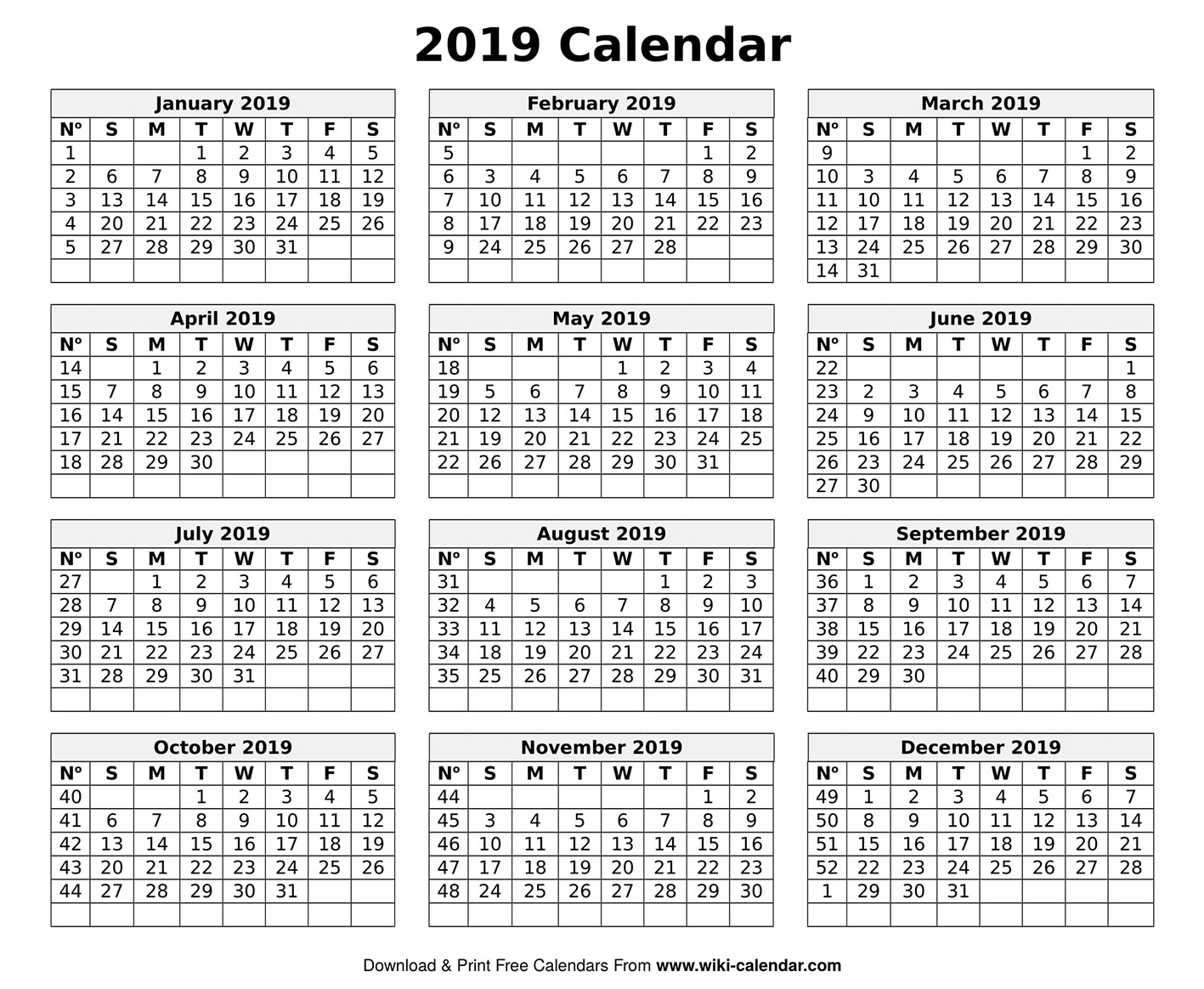 Printable Blank 2019 Calendar Templates-Wiki Calendar January 2020