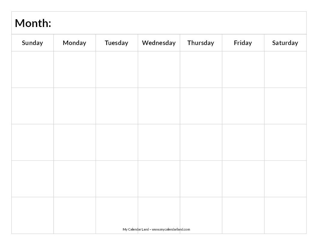 Printable Blank Calendar | Study Schedule | Blank Calendar-Monthly Calendar Print Out For Notebooks