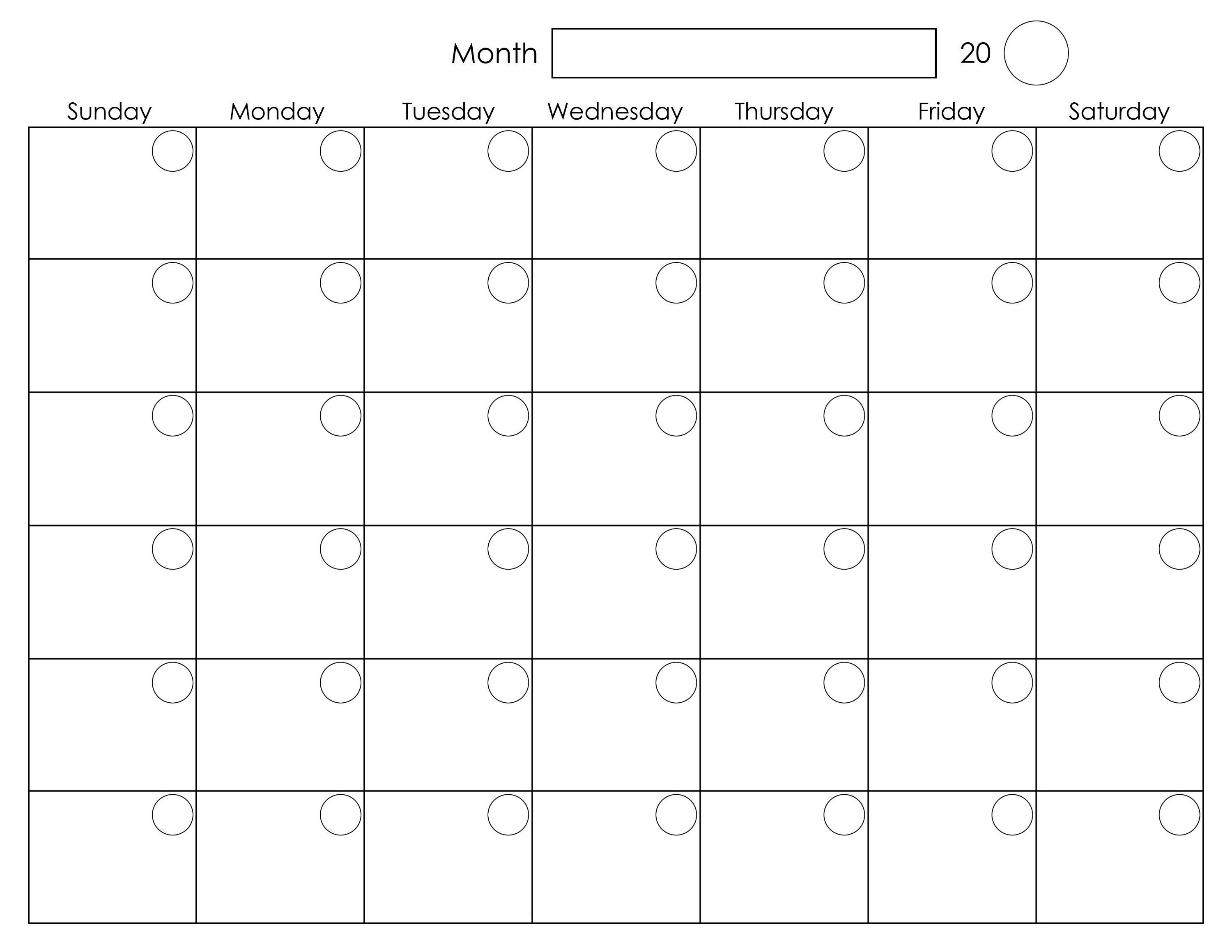 Printable Blank Monthly Calendar | Calendar Template-Images Of Free Printable Calendar Templates For Kids Monday To Friday Only