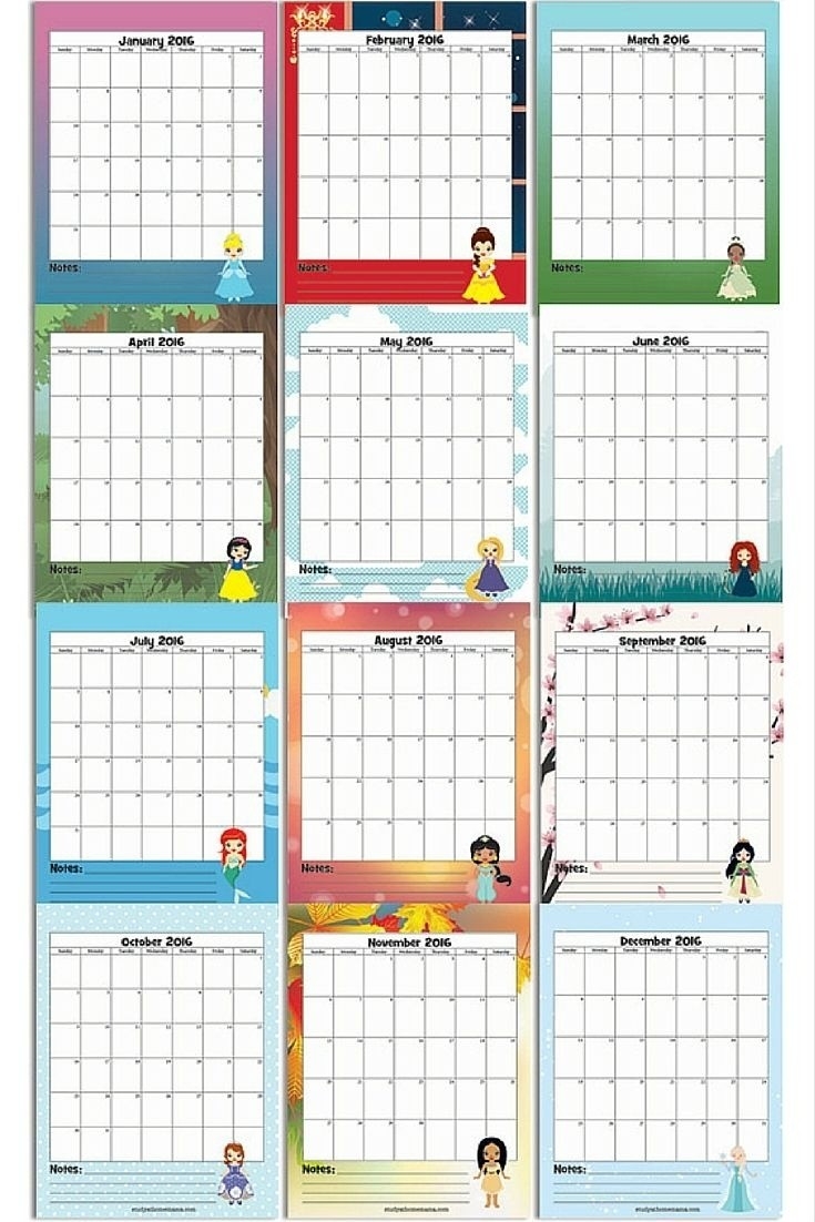 Printable Calendar 2018 Disney | Printable Calendar 2019-Disney Themed Printable Monthly Calendar
