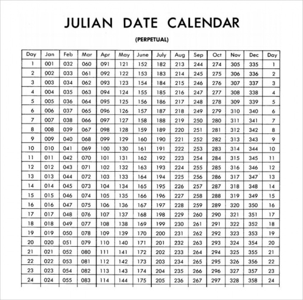 Printable Calendar 2018 Julian Dates | Printable Calendar 2019-Printable Monthly Julian Date Calendar