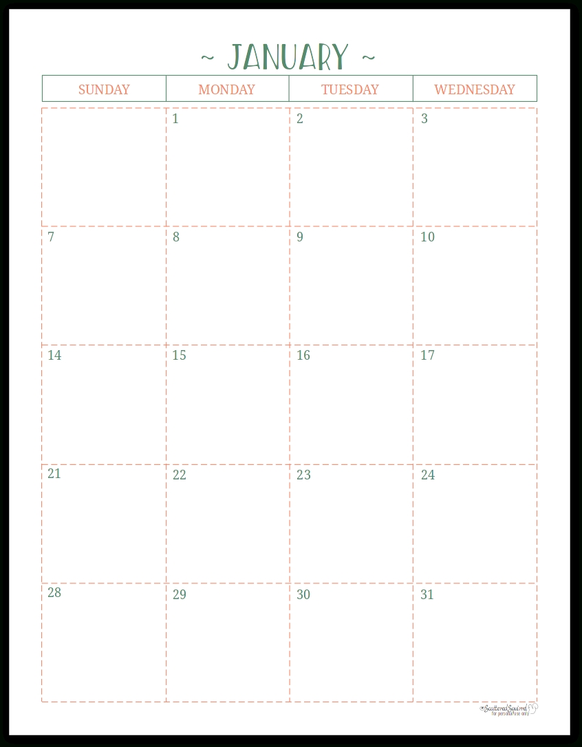 Printable Calendar 2018 Notebook Size | Printable Calendar 2019-Monthly Calendar Print Out For Notebooks